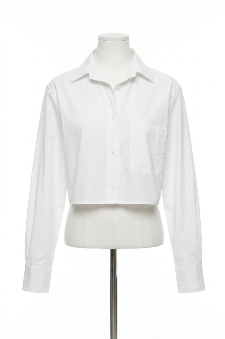 NEW CISSA crop button down wrap shirt in optic white